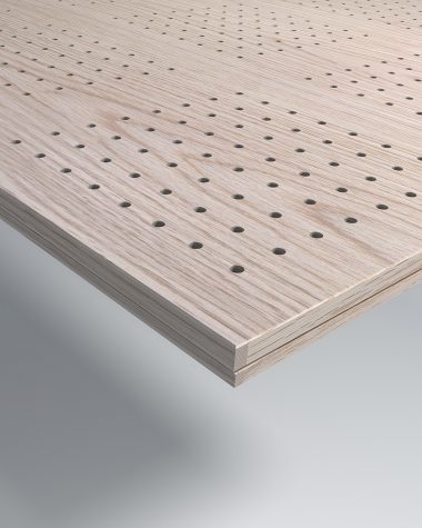 Acoustic wood wall panels with perforation
