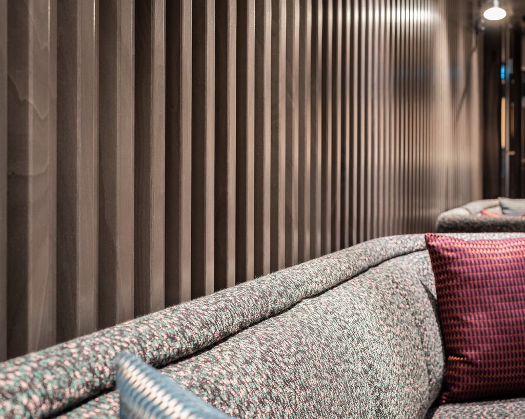 Hotel interior design wood wall slats