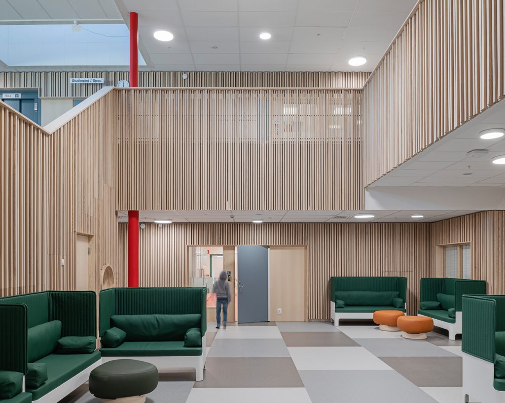 School interior designed with wood