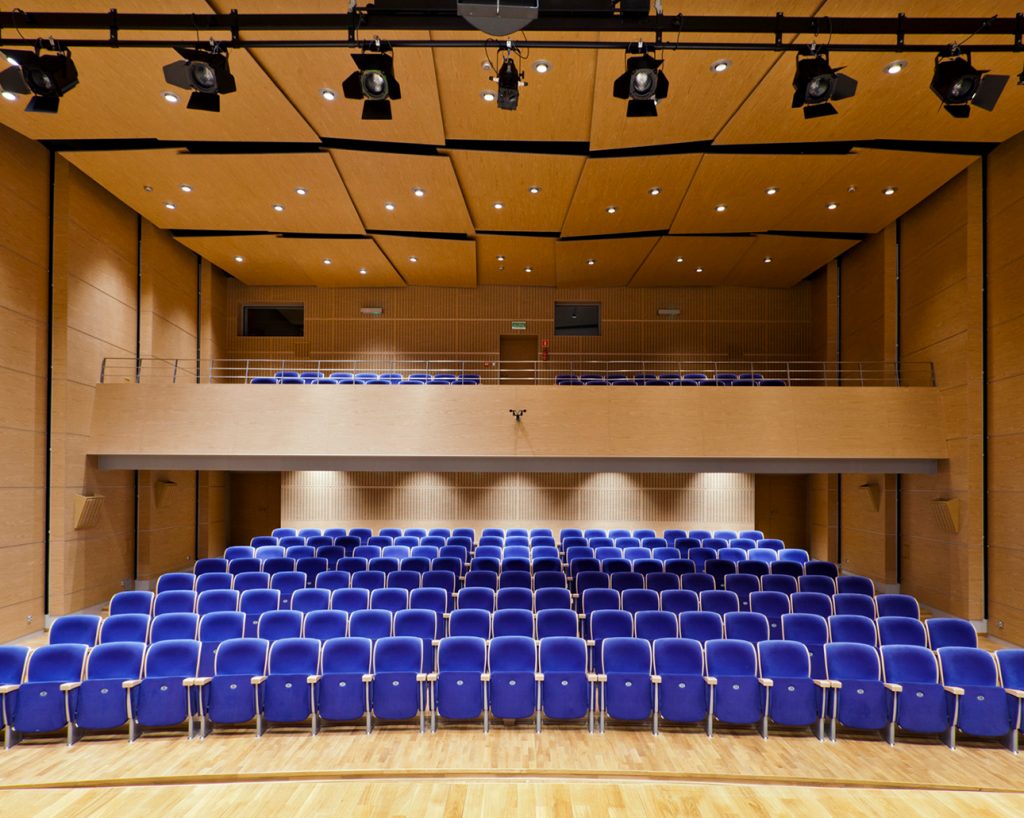 Stage view of concert hall in music school