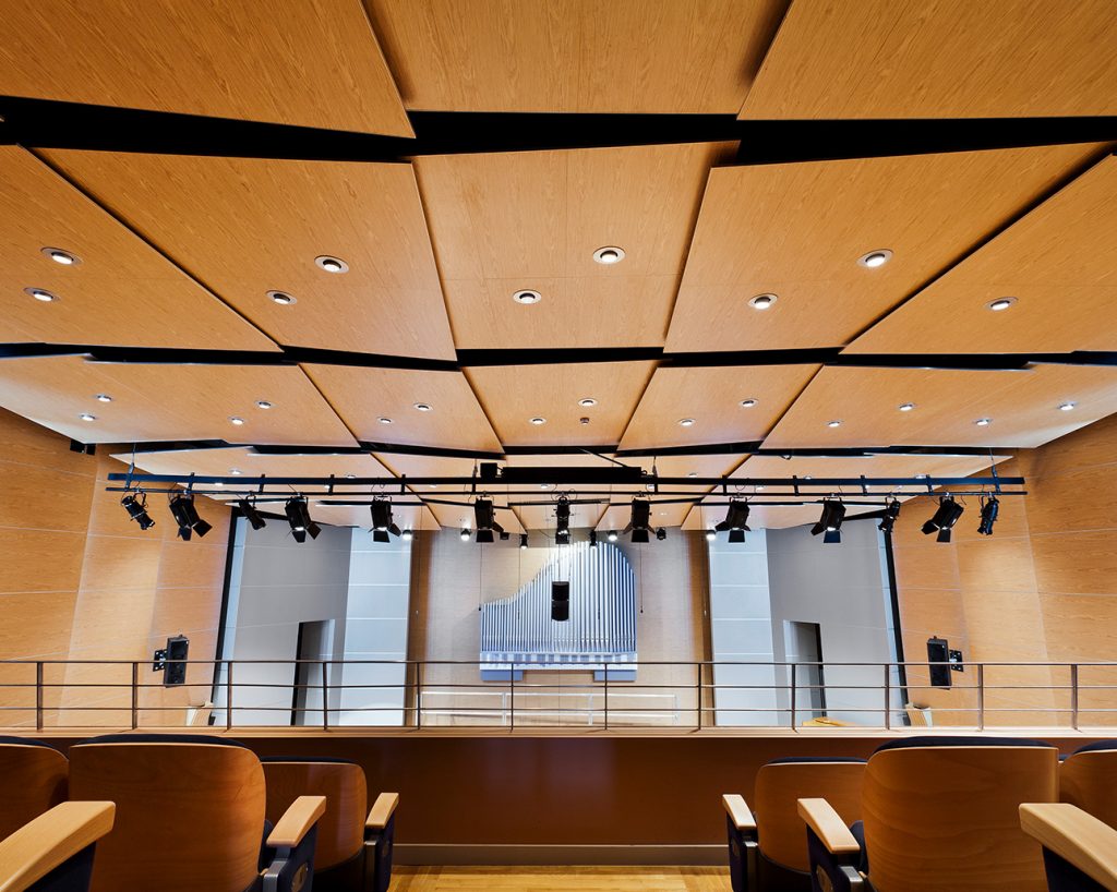 Ceiling panels in concert hall