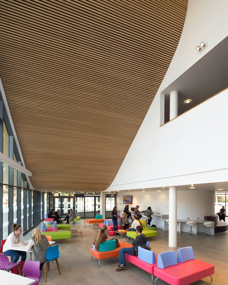 Sloping Slat Wall in University Building | Gustafs Scandinavia