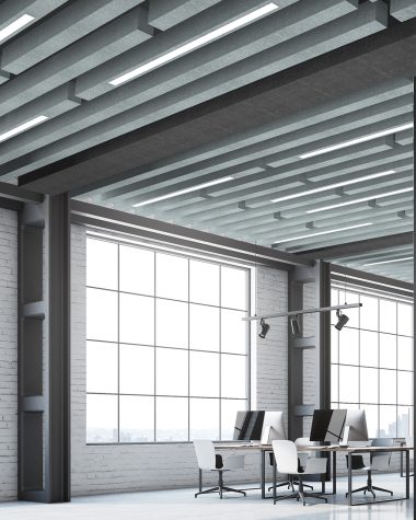 Acoustic baffles office suspendes ceiling