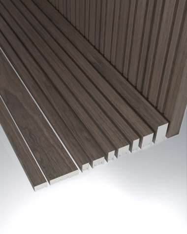 Acoustic fire rated timber slats Walnut