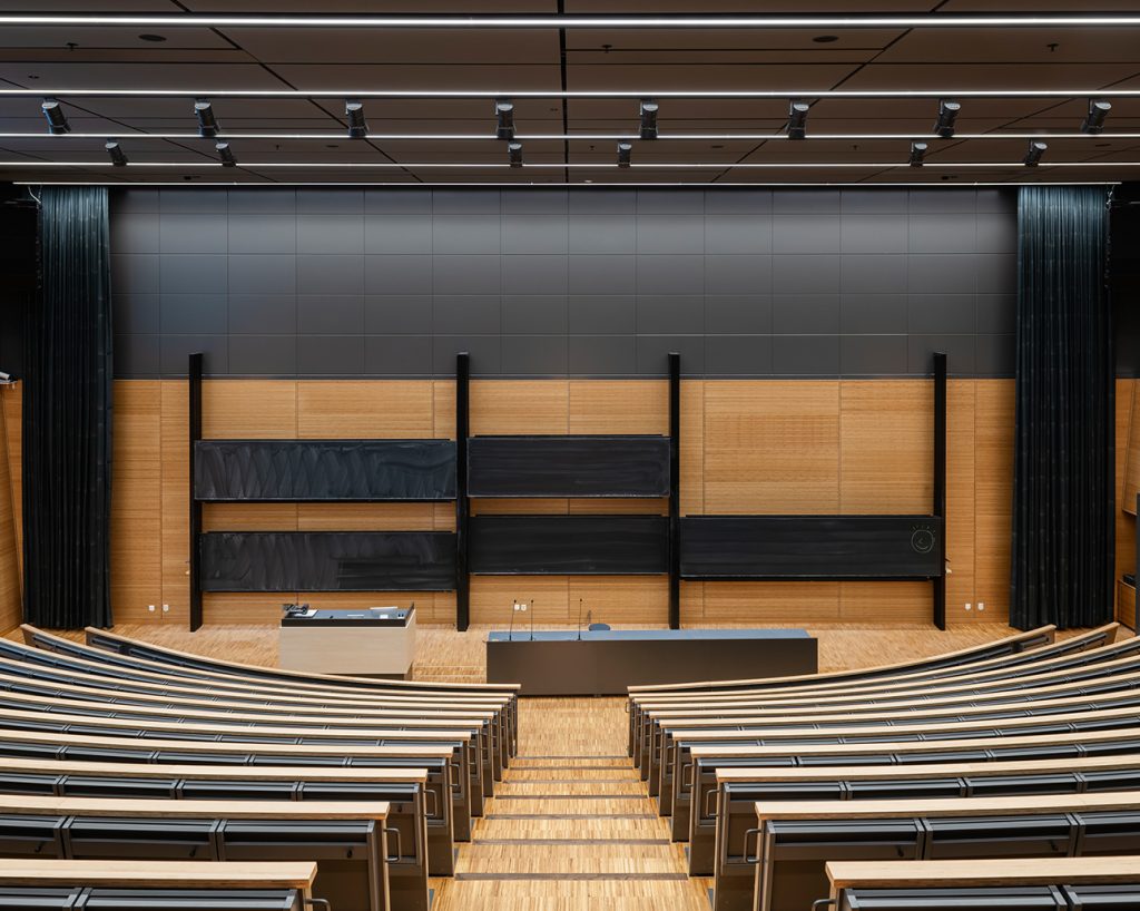 University auditorium in bamboo acoustic wall panels