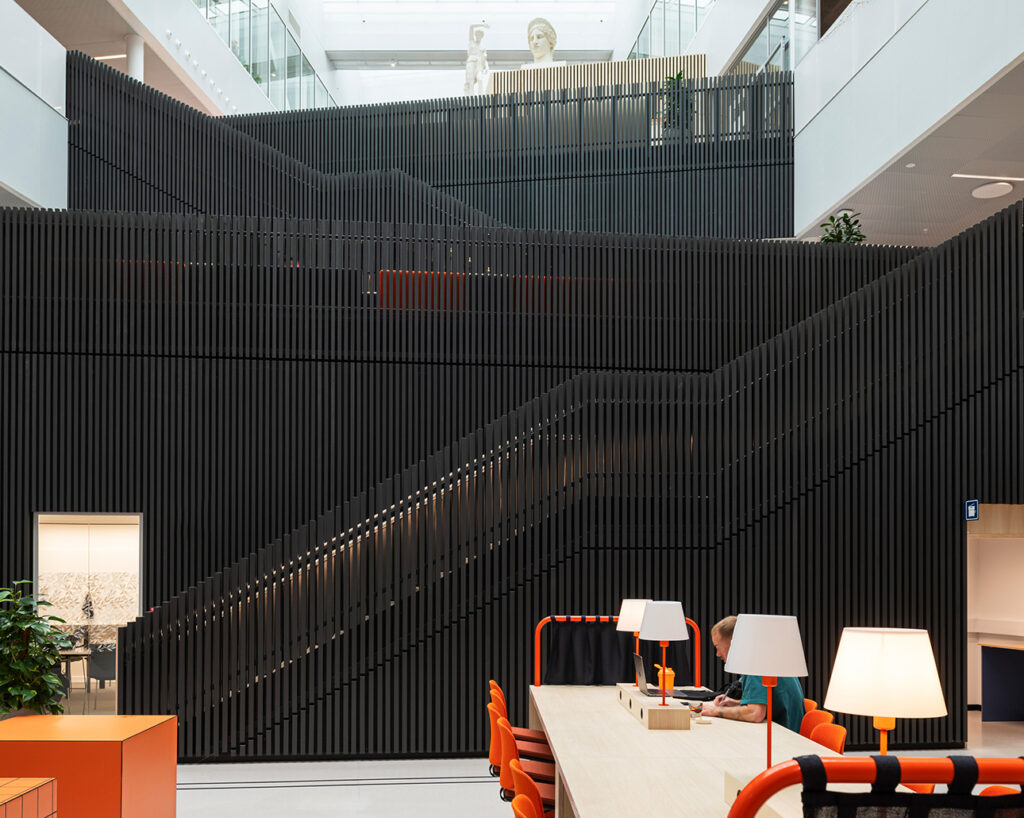 Layers of black rib wall stairs