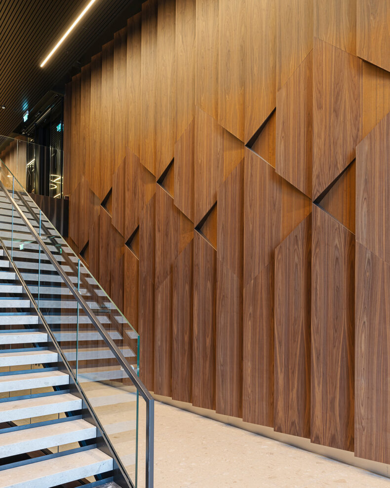 Bespoke walnut panels in stunning skyscraper | Gustafs Scandinavia