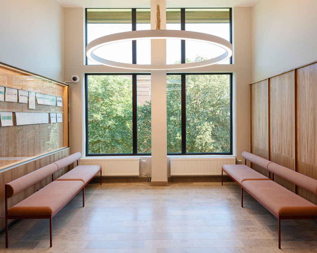 Elm panels in waiting area