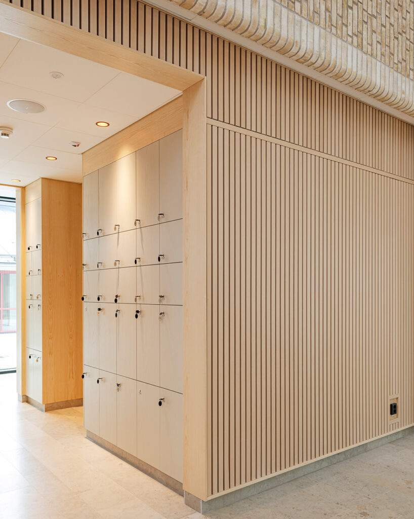 Lockers and ribs on wall