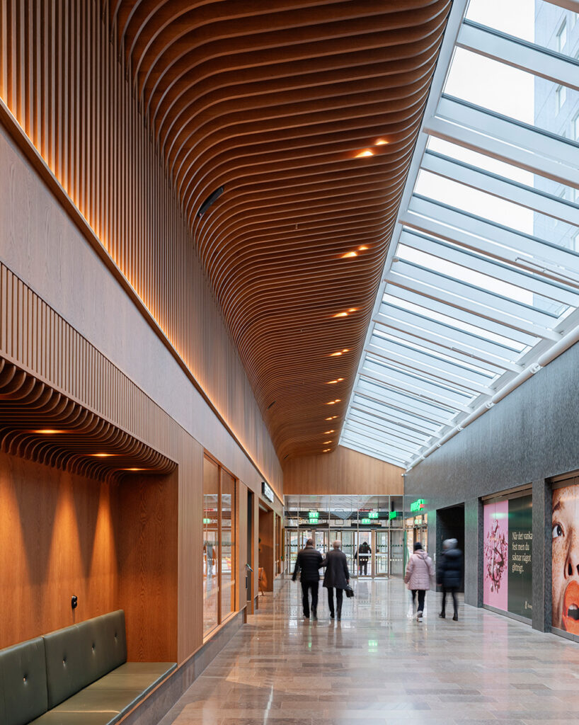 Oak baffles in mall