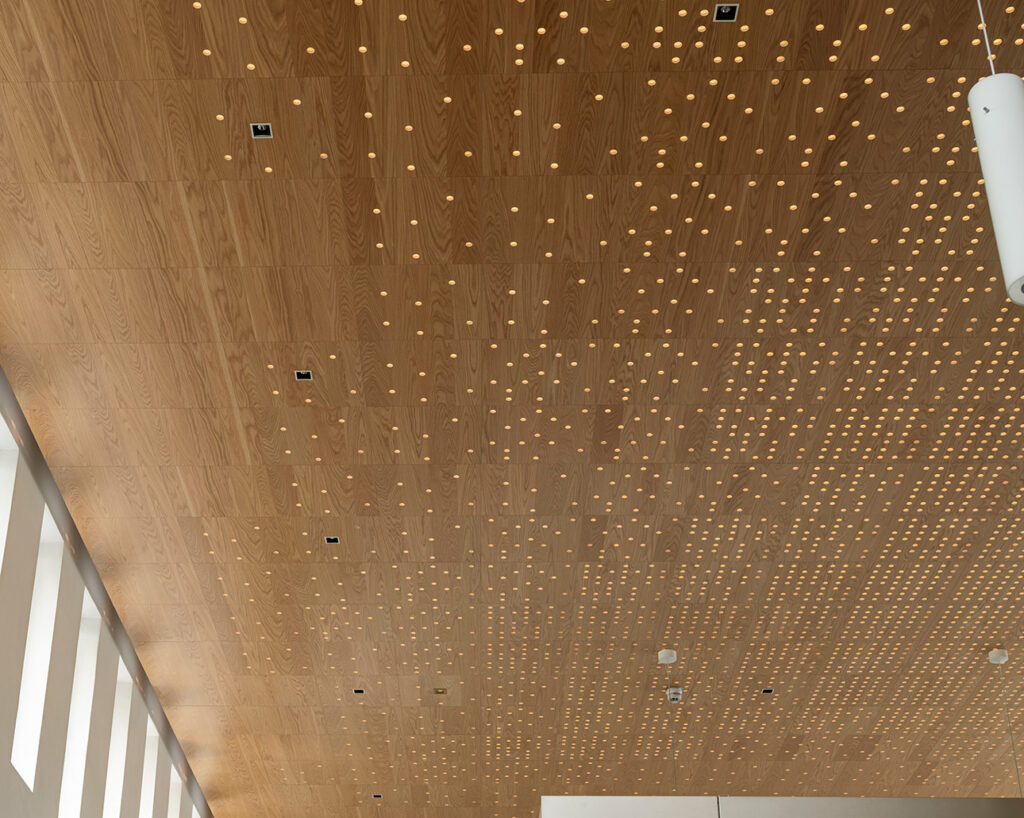 Perforation pattern in crematory ceiling