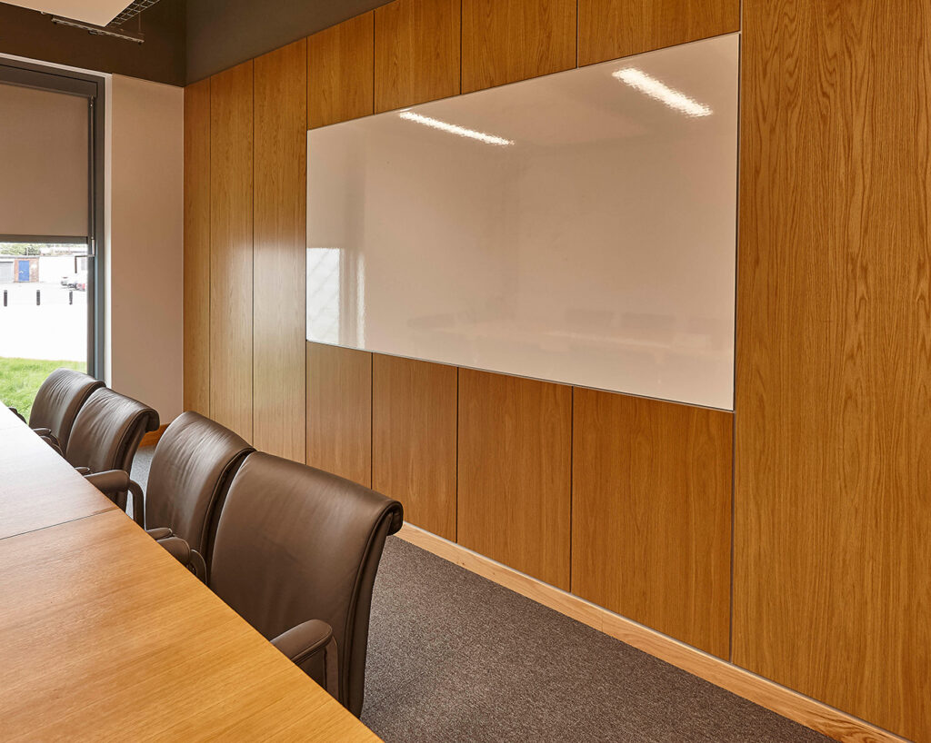 Meeting room oak wall panels