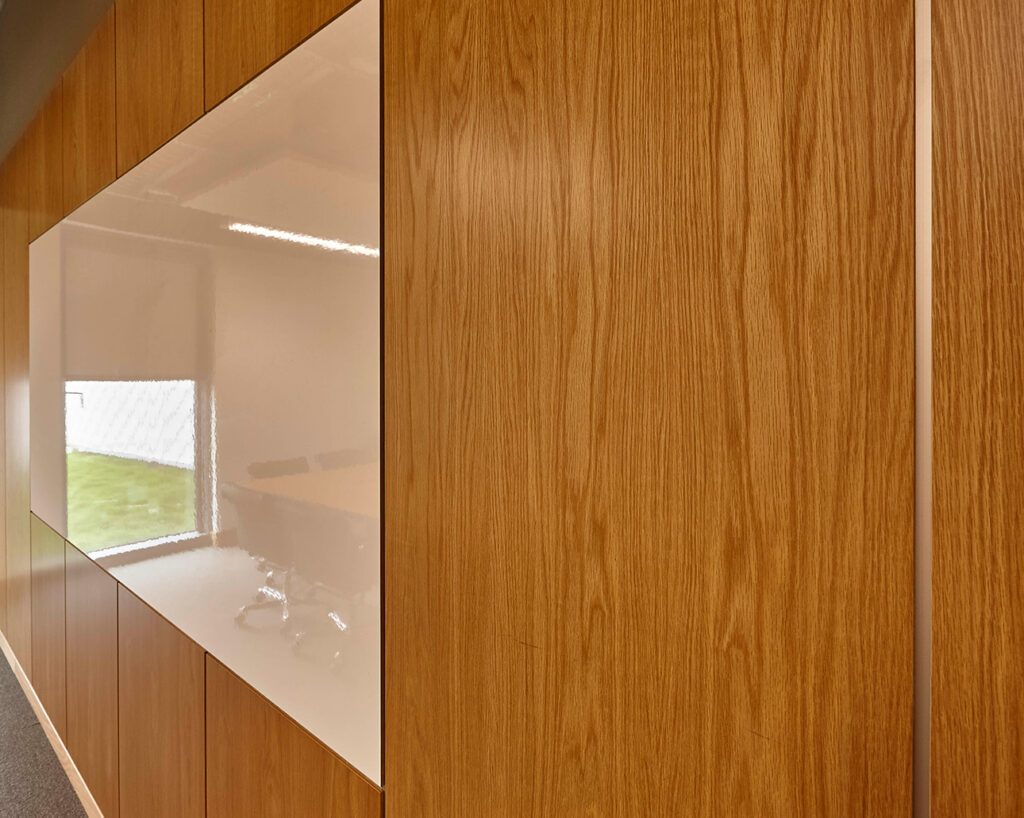 Meeting room wall panels closeup