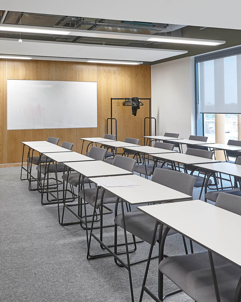 Oak panels in education room