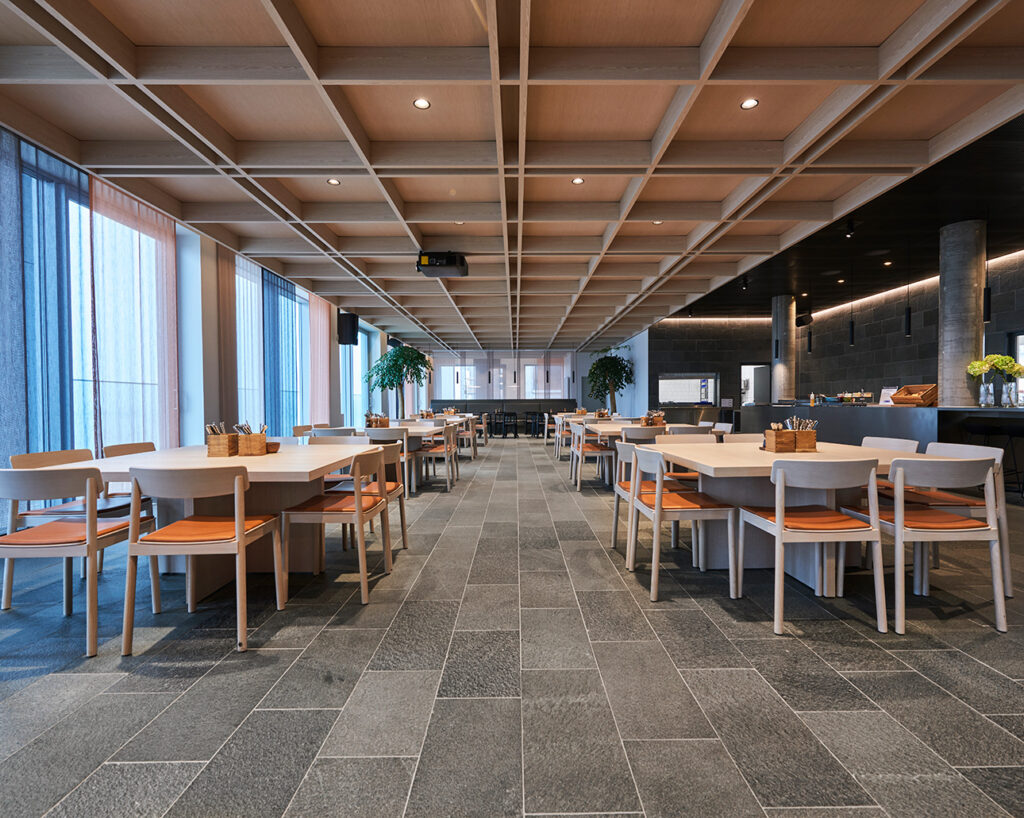 Dining area with nano panels in ceiling