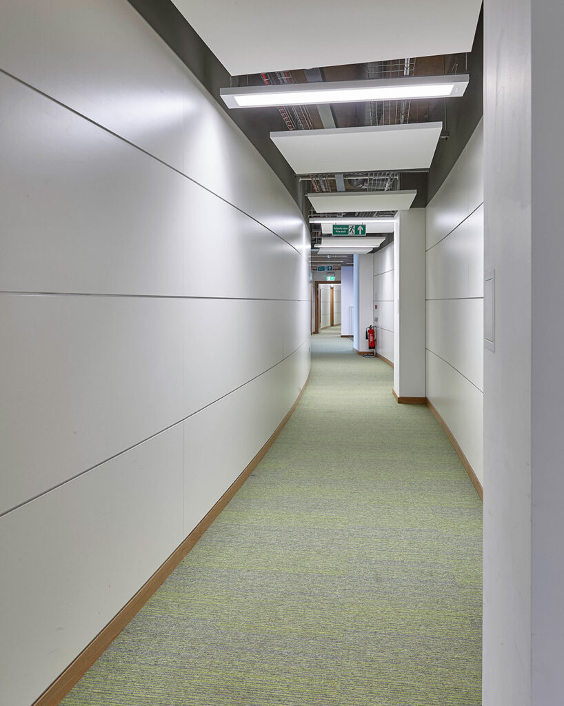 White panels in corridor