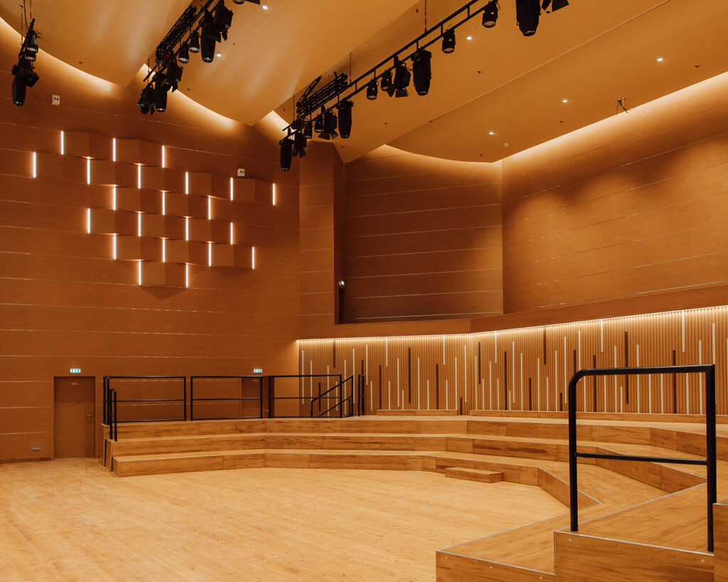 Music Academy stage with panels and ribs