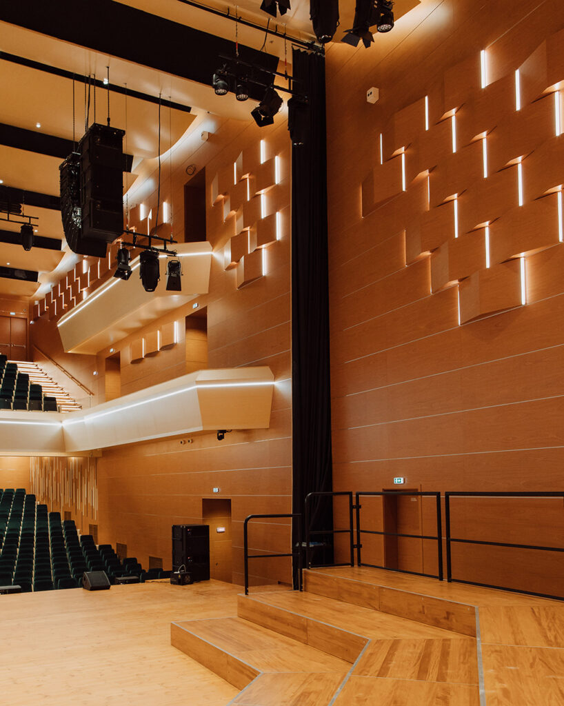 Music academy panels on walls and balconies
