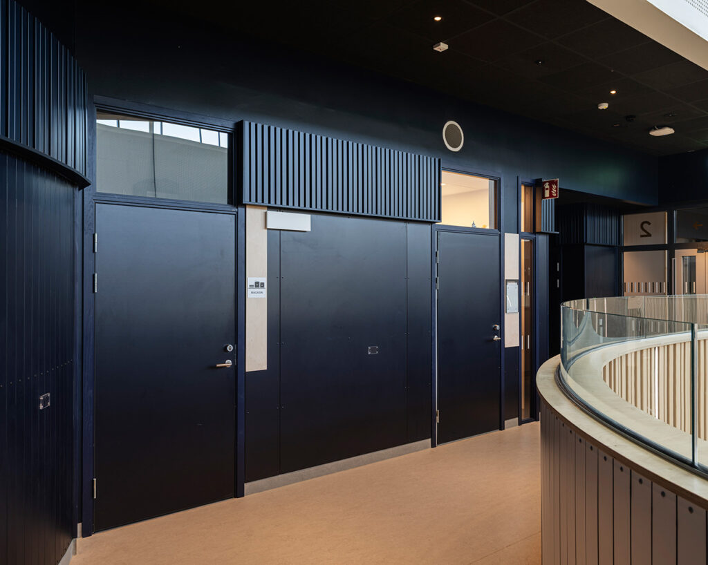 Dark painted panels and ribs