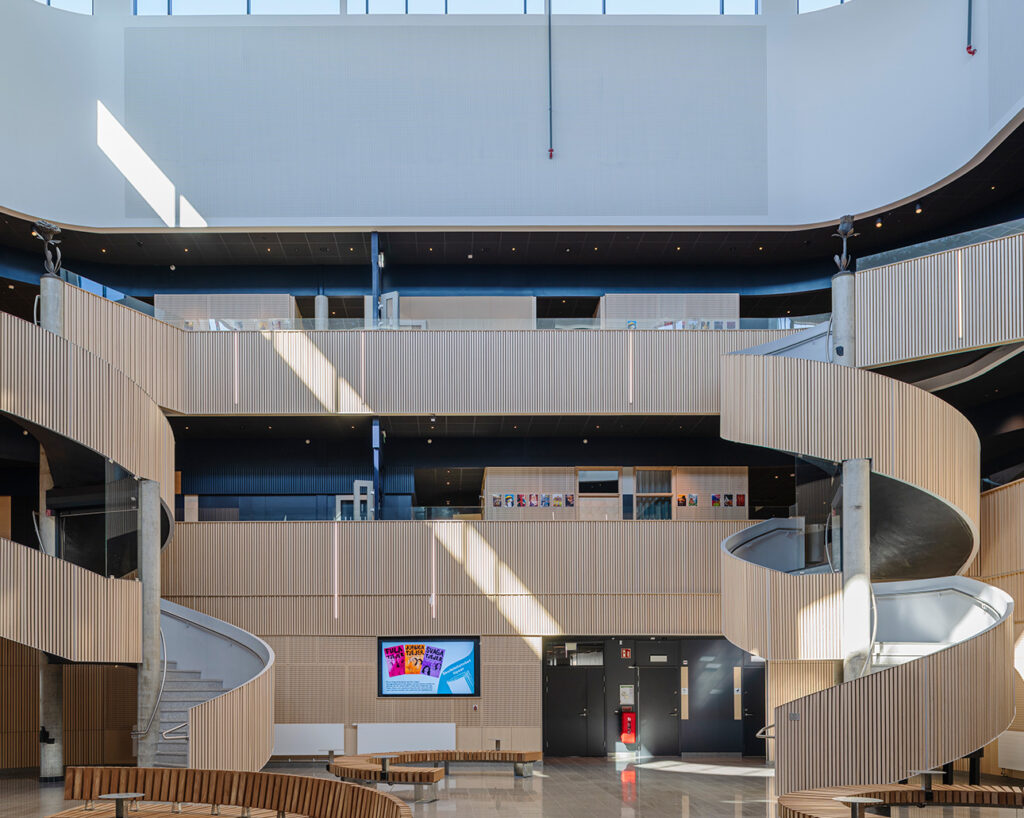 School atrium with linear ribs