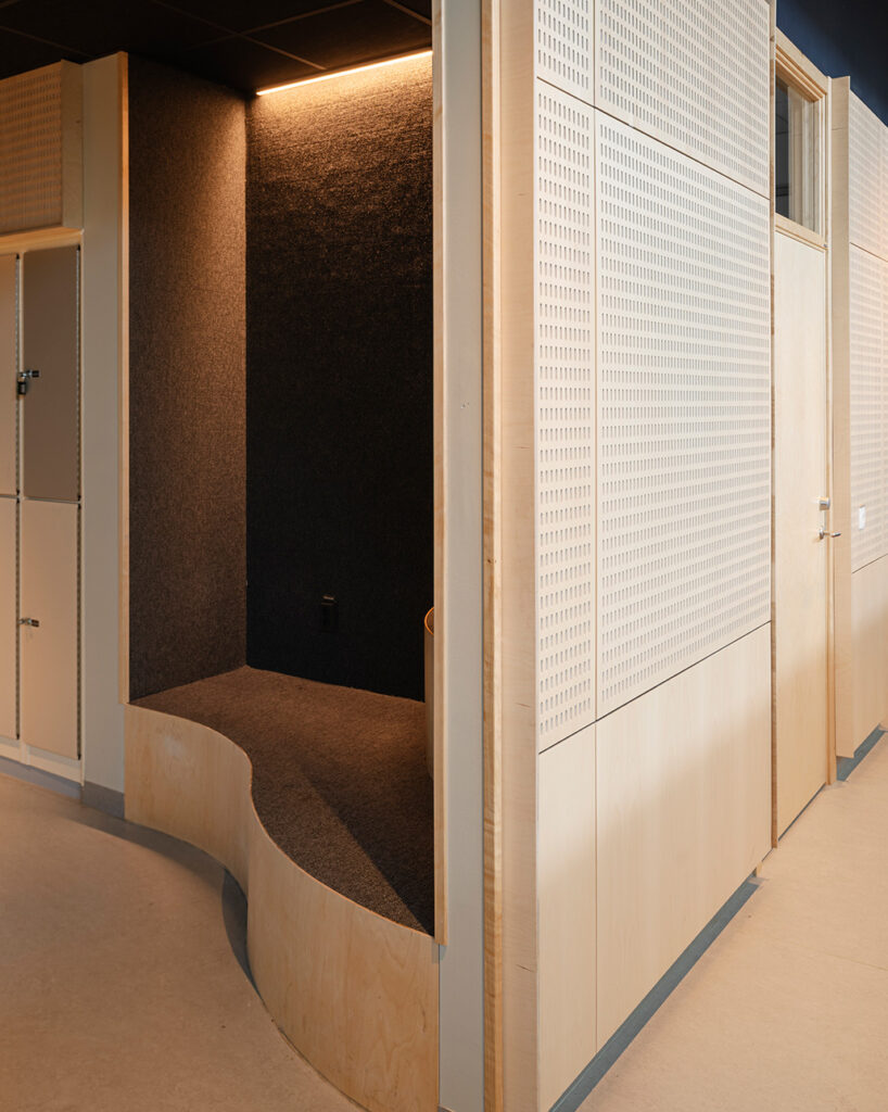 Niche and perforated birch panels