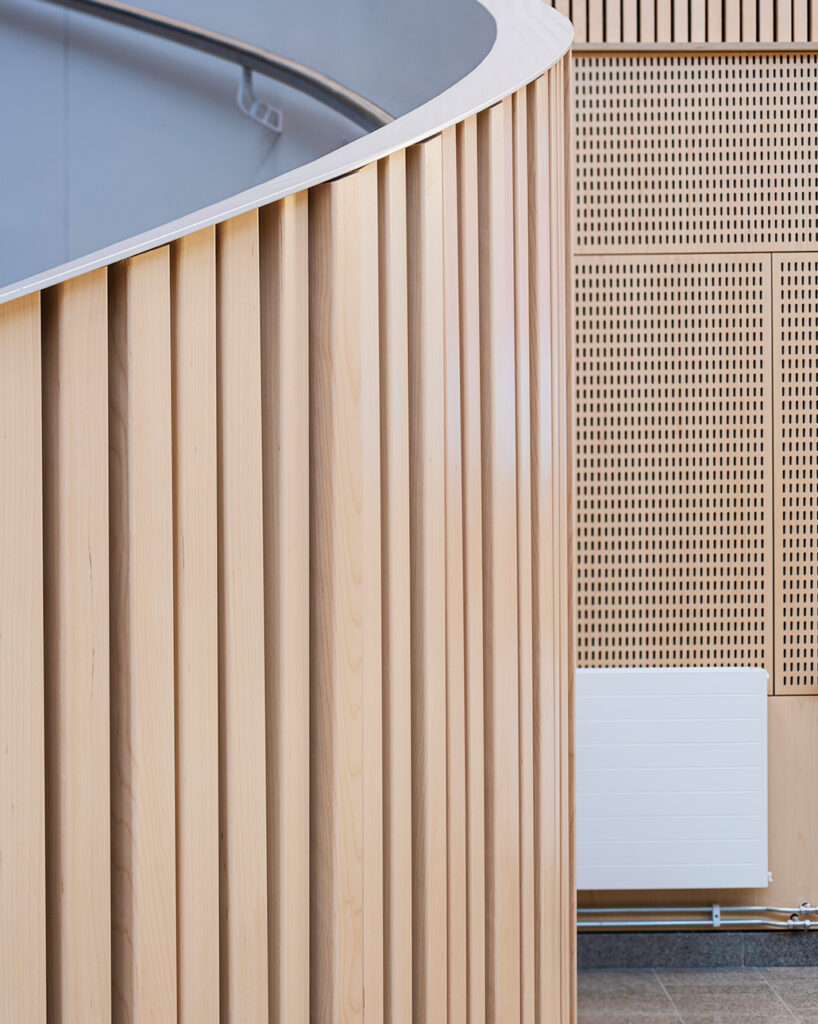 Staircase ribs in birch detail