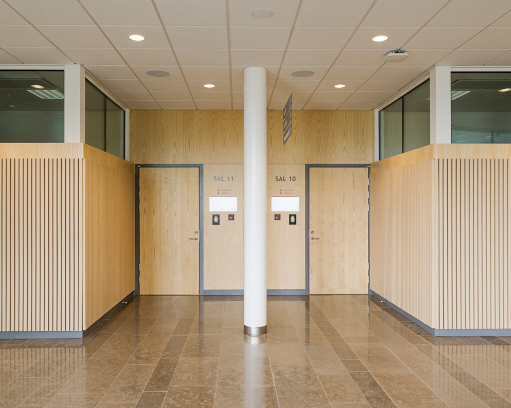 Ribs and panels in ash by doors