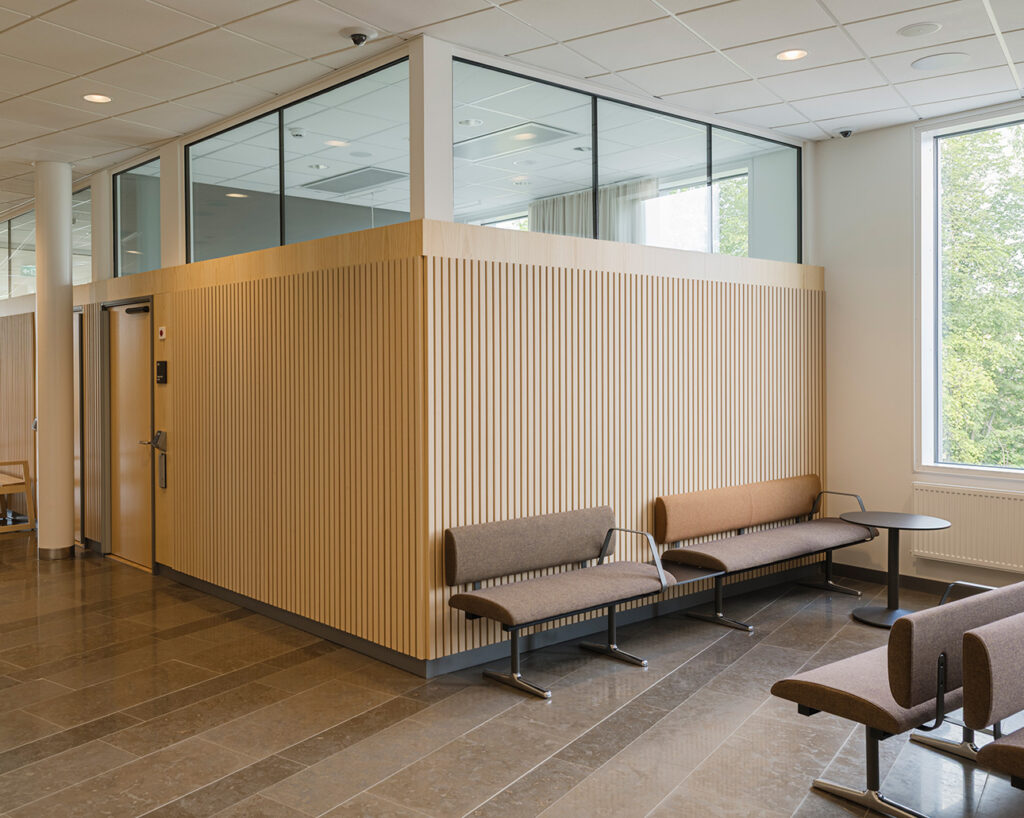 Ash ribs and panels in waiting hall