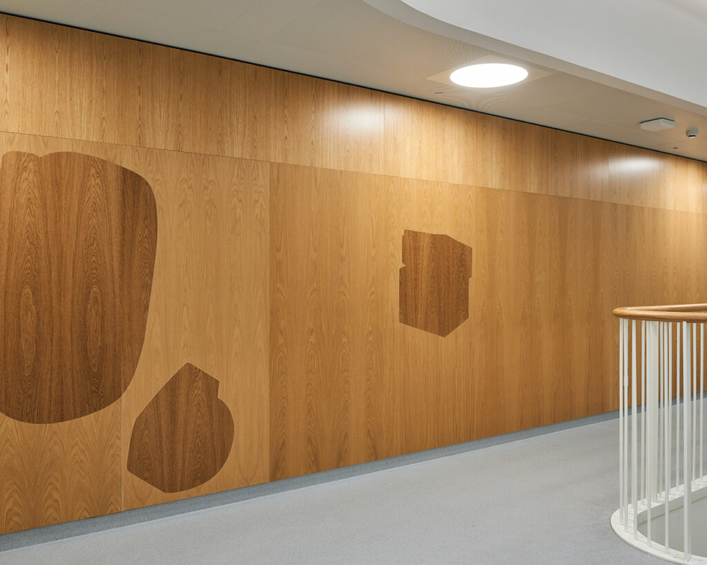Corridor with plain oak panels