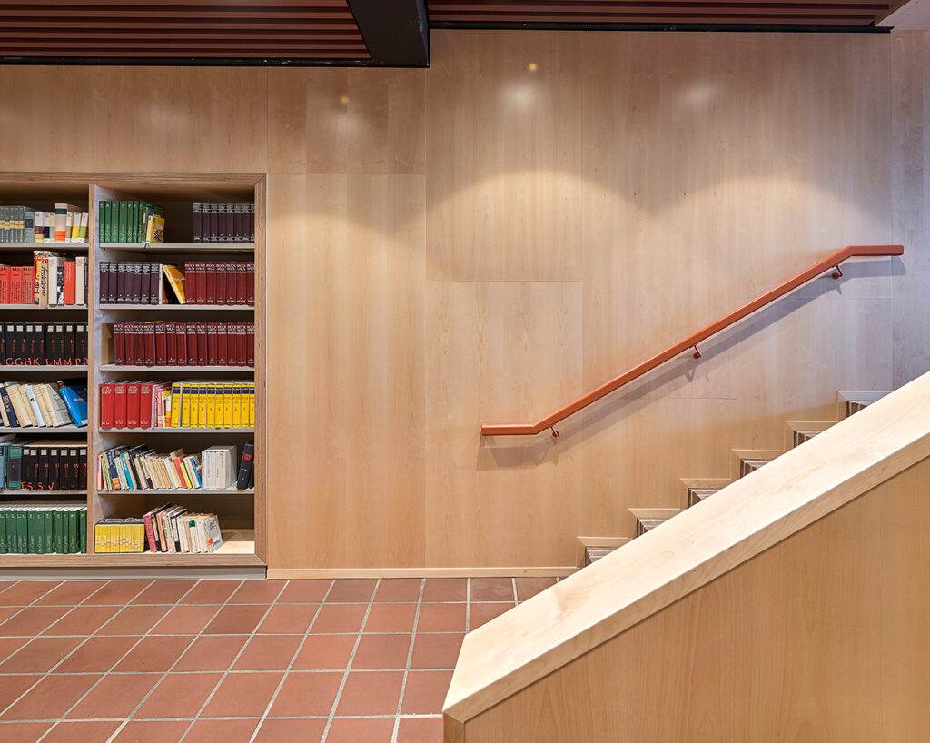 Plain wall panels by stairs