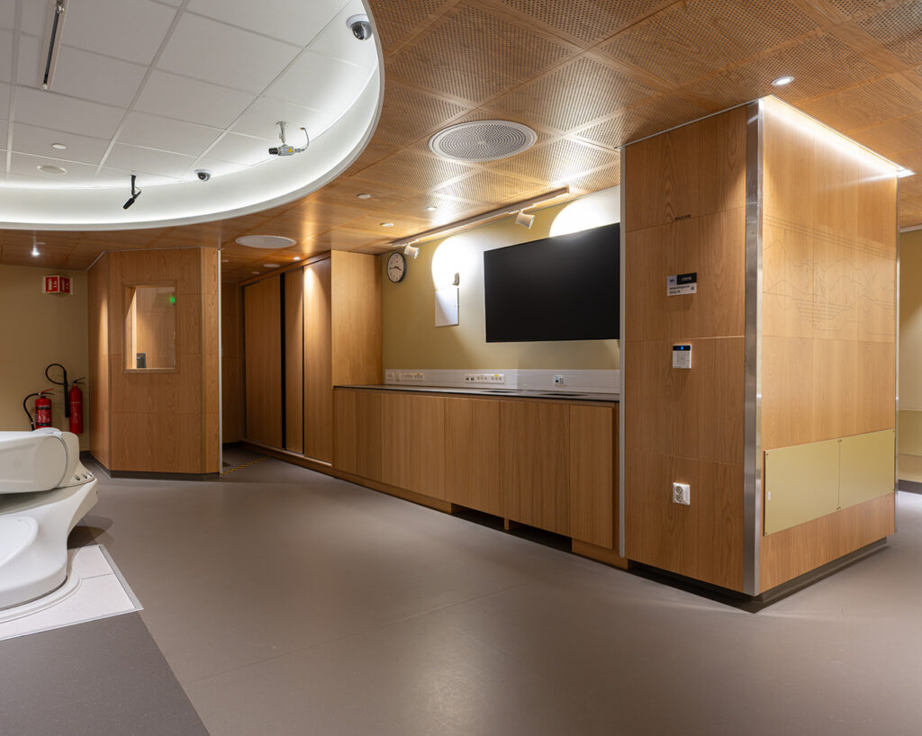 Printed wall panels and perforated ceiling panels