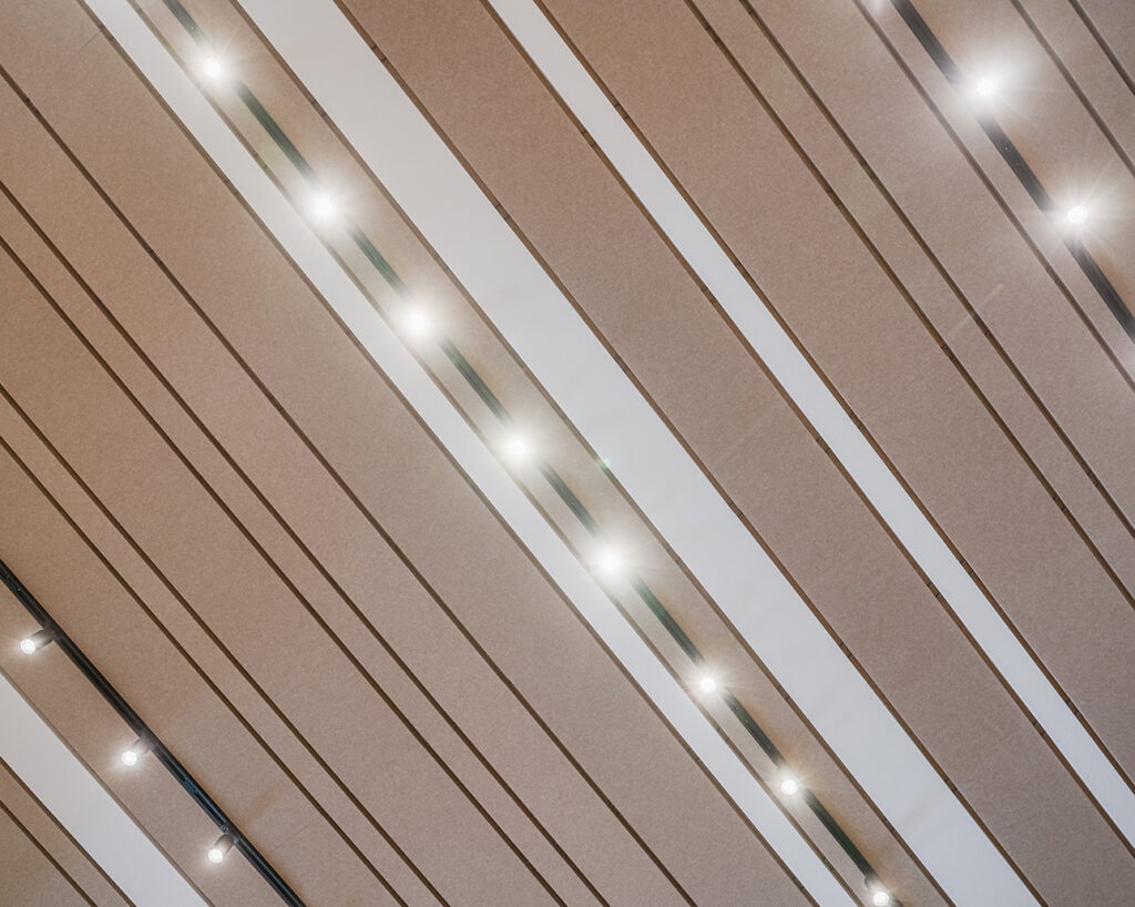 Ceiling Feltfon baffles in showroom
