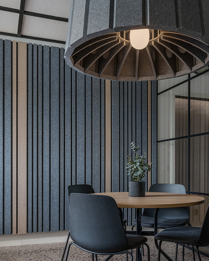 Office with custom lampshade in felt