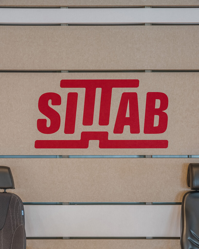 Sittab logo in red felt
